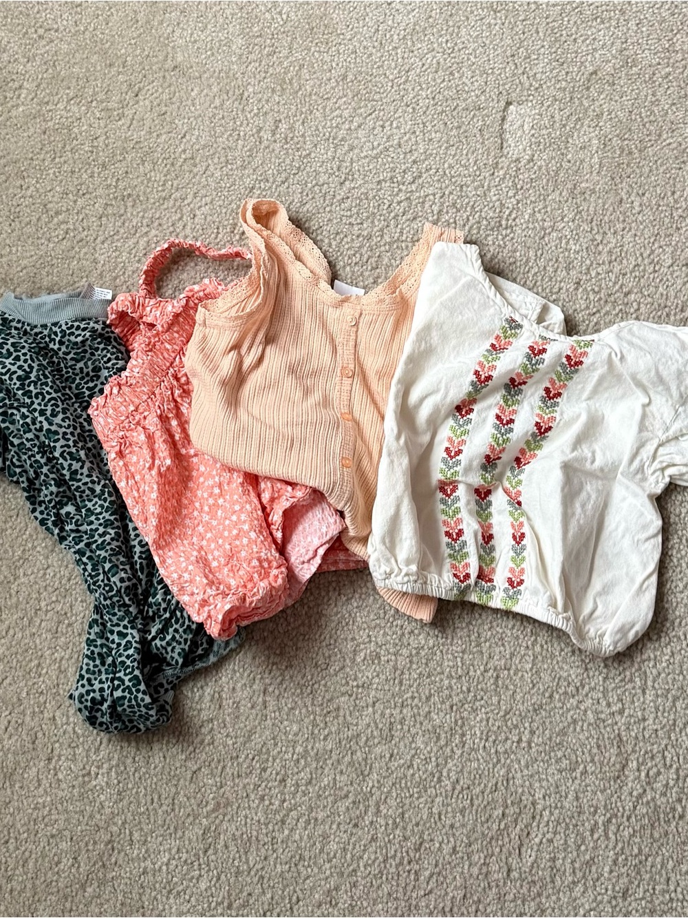 Zara Peach Ribbed Button Tank Top for Kids